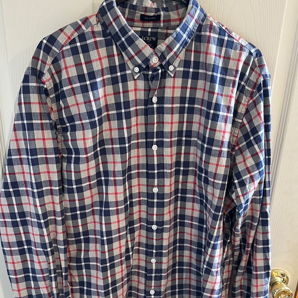 J. Crew Casual Button Down Shirt Blue and Red
